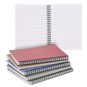 5 Pack Lined Spiral Bound Journal Bulk Set for Students, Kraft Hardcover 6x8 Notebook Refill in 5 Colors, 60 Sheets / 120 Pages