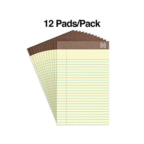 STAPLES 815590 100% Recycled Narrow Ruled Perforated Notepads Canary 5-Inch X 8-Inch 12/Pk