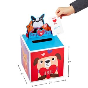 Hallmark Valentines Day Cards for Kids and Pop Up Mailbox for Classroom Exchange, Cats and Dogs (1 Box, 32 Valentine Cards, 1 Teacher Card)