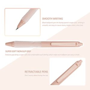 Linbsunne Ballpoint Pens Medium Point 1mm Black Pen with Super Soft Grip Ball Point Pen for Men Women Retractable Pens (6-pack+2 refills)