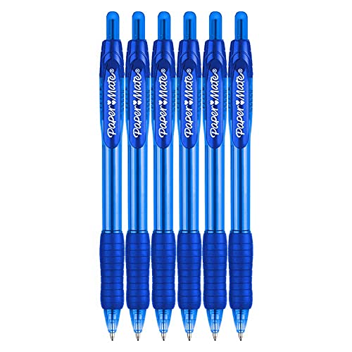 Paper Mate Profile Retractable Ballpoint Pens 1.4mm Bold Point 6-Count Blue for School Colleges Journaling and Office Supplies