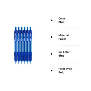 Paper Mate Profile Retractable Ballpoint Pens 1.4mm Bold Point 6-Count Blue for School Colleges Journaling and Office Supplies