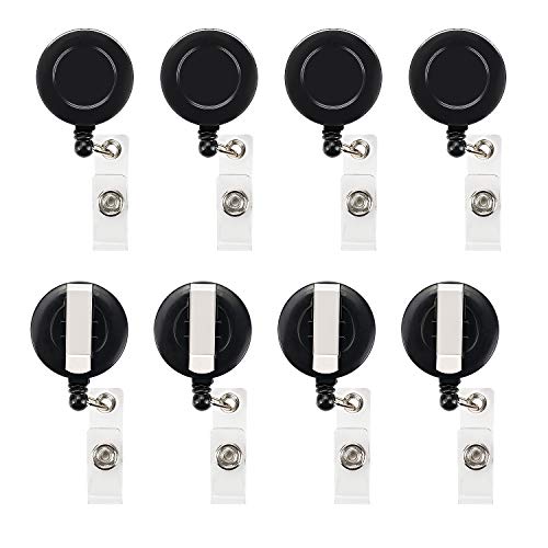 50 Pcs Retractable Badge Reel Clips Holder for Hanging ID Card Name Key Chain (Black)