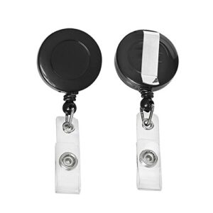 50 Pcs Retractable Badge Reel Clips Holder for Hanging ID Card Name Key Chain (Black)