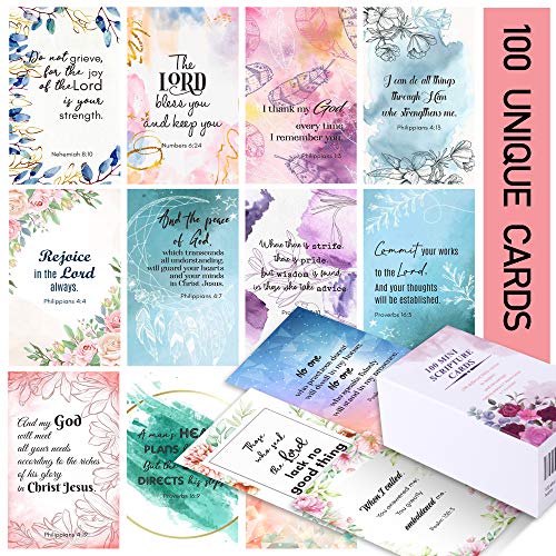 100 Prayer Cards for Women with Assorted Bible Verses, Mini Scripture Cards for Women’s Bible Studies, Inspirational Religious Christian Gifts for Women