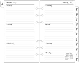 2023 weekly & monthly planner refill, 3-3/4″ x 6-3/4″, january 2023 – dec 2023, personal/compact/size 3