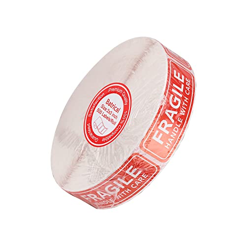 Batrical Fragile Stickers for Shipping and Moving 1 Rolls 1"x3" 1000/Roll