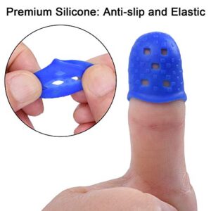 Wisdompro 16 Pcs Finger Tips, 4 Sizes Silicone Thimble Fingertip Grips Finger Protectors Pads Cover for Paper Sorting, Page Turning, Hand Sewing, Money Counting, Guitar Playing - Blue, Aqua