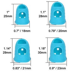 Wisdompro 16 Pcs Finger Tips, 4 Sizes Silicone Thimble Fingertip Grips Finger Protectors Pads Cover for Paper Sorting, Page Turning, Hand Sewing, Money Counting, Guitar Playing - Blue, Aqua