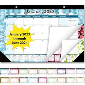 desk calendar 2023: monthly pages 17 x 11-1/2 inches runs from january 2023 to june 2024 – 18 monthly calendar with corner protectors for school, home and office