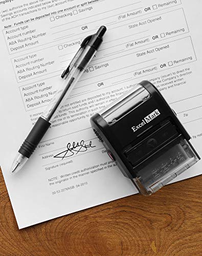 Custom Signature Stamp - Self Inking - Black Ink - Small