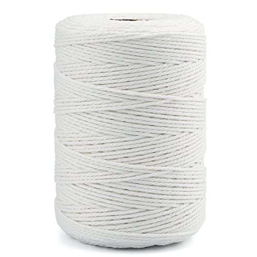 200M (218 Yard) 12-Ply Cotton Twine String,Cooking Kitchen Twine String Craft String Baker Twine for Tying Homemade Meat,Making Sausage,DIY Craft and Gardening Applications (Natural White)