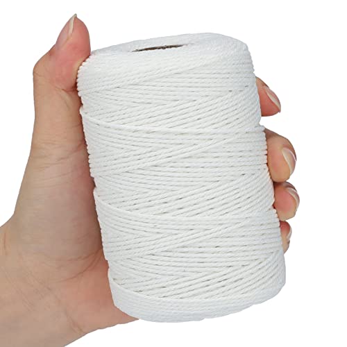 200M (218 Yard) 12-Ply Cotton Twine String,Cooking Kitchen Twine String Craft String Baker Twine for Tying Homemade Meat,Making Sausage,DIY Craft and Gardening Applications (Natural White)