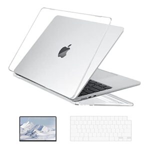 eoocoo compatible with new macbook air 13.6 inch case 2022 a2681 m2 chip with retina display，plastic hard shell case + tpu keyboard skin cover + screen protector – crystal clear