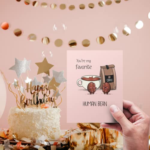 ALY LOU Cute Anniversary Card, Mothers Day Card Mom, Birthday Card for Her Him / Girlfriend Wife / Husband Boyfriend, Kawaii Greeting Card (Favorite Human Bean)