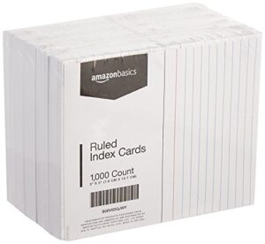amazon basics ruled lined index cards – 3×5 inches (10 packs of 100)