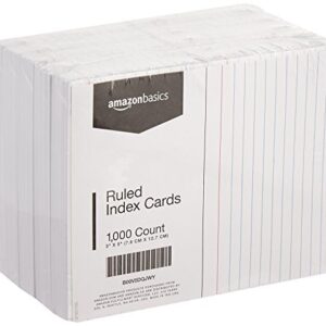 Amazon Basics Ruled Lined Index Cards - 3x5 Inches (10 Packs of 100)