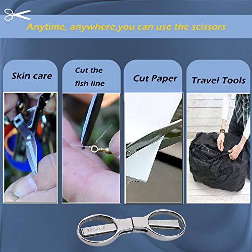 2Pcs Folding Scissors,Safe Portable Travel Scissors,Stainless Steel Telescopic Cutter Used for Home Office, Safety Portable Travel Trip Scissors