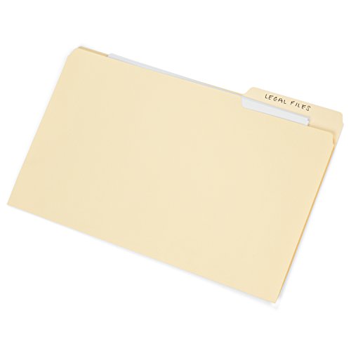 File Folder, 1/3 Cut Assorted Tab, Legal Size, Manila, Great for Organizing and Easy File Storage, 100 Per Box