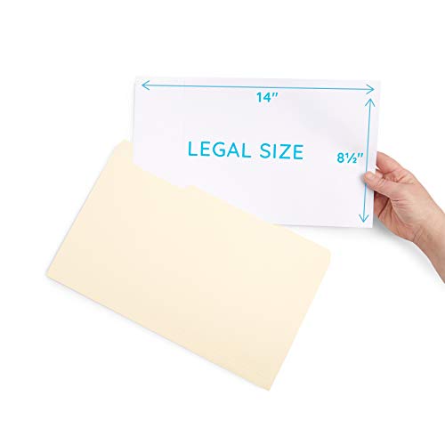 File Folder, 1/3 Cut Assorted Tab, Legal Size, Manila, Great for Organizing and Easy File Storage, 100 Per Box