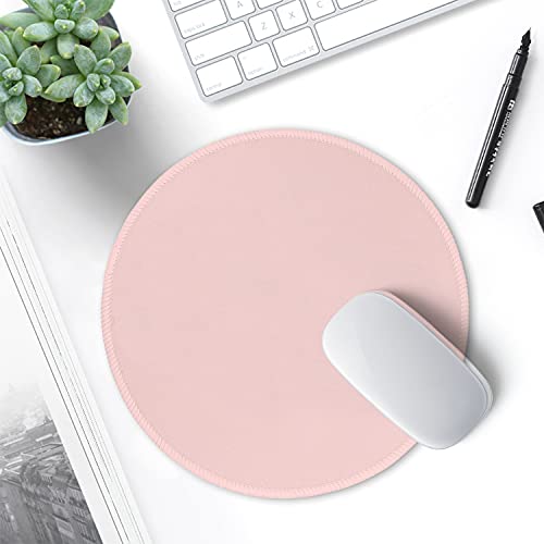 Hsurbtra Mouse Pad, Premium-Textured Small Round Mousepad 8.7 x 8.7 Inch Pink, Stitched Edge Anti-Slip Waterproof Rubber Mouse Mat, Pretty Cute Mouse Pad for Office Home Gaming Laptop Men Women Kids