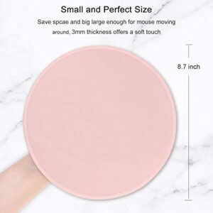 Hsurbtra Mouse Pad, Premium-Textured Small Round Mousepad 8.7 x 8.7 Inch Pink, Stitched Edge Anti-Slip Waterproof Rubber Mouse Mat, Pretty Cute Mouse Pad for Office Home Gaming Laptop Men Women Kids