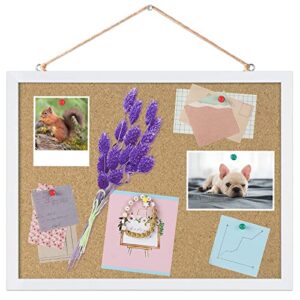 cork board bulletin board 15.7 x 12 inches with rectangle white frame hanging pin for office home message board or vision board decoration