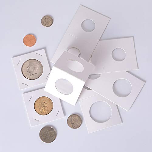 Favourde 300 Pieces Cardboard Coin Holder Flip Mega Assortment, 2 by 2 Inch for Coin Collection (6 Sizes)