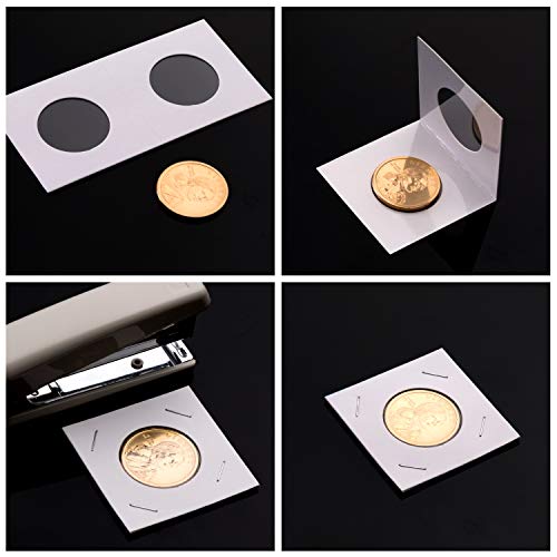 Favourde 300 Pieces Cardboard Coin Holder Flip Mega Assortment, 2 by 2 Inch for Coin Collection (6 Sizes)