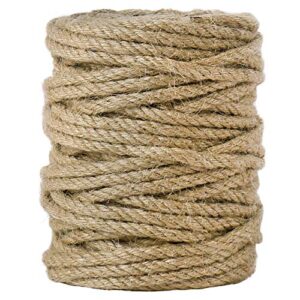 tenn well 5mm jute rope, 100 feet 4ply twisted heavy duty and thick twine rope for gardening, crafting, packing, bundling and home decor
