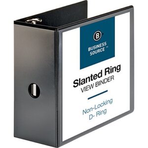 Business Source Basic D-Ring View Binders, 5", Black