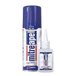 mitreapel ca glue with activator (0.80 oz – 3.30 fl oz.) – ca glue for woodworking – cyanoacrylate glue and activator spray – crazy glue, super glue for crafts and diy projects – (1 pk)
