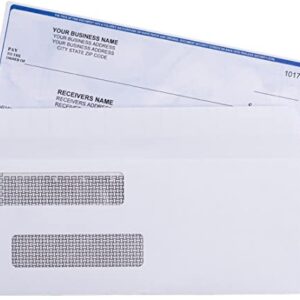 500 Self Seal QuickBooks Double Window Security Check Envelopes - for Business Laser Checks, Ultra Security Tinted, Self Adhesive Peel & Seal White, Size 3 5/8 x 8 11/16-24lb NOT for INVOICES