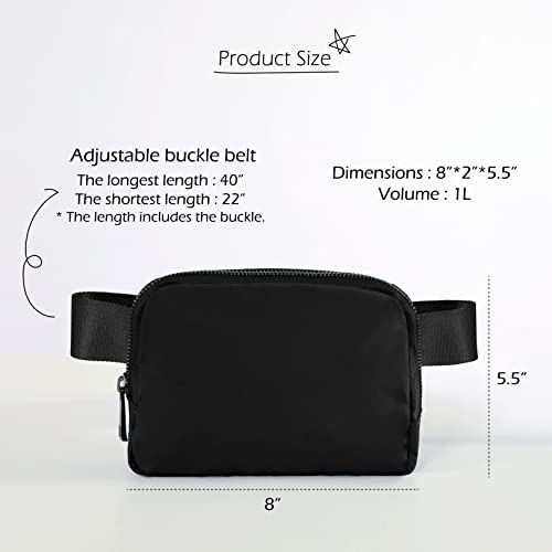 ODODOS Unisex Mini Belt Bag with Adjustable Strap Small Waist Pouch for Workout Running Travelling Hiking, Black