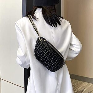 Shoulder Waist Bag for Women Crossbody Fanny Packs Fashion Quilted Chest Bag for Ladies(Waist Crossbody Bag for Black)