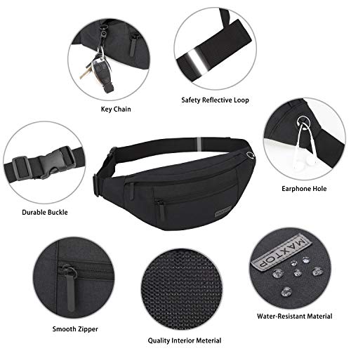 MAXTOP Large Crossbody Fanny Pack with 4-Zipper Pockets,Gifts for Enjoy Sports Yoga Festival Workout Traveling Running Casual Hands-Free Wallets Waist Pack Phone Belt Bag Carrying All Phones