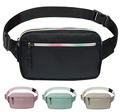 Fanny Packs for Women Belt Bag Crossbody,Fashionable Waist Bag Cute Hip Bum Bag for Travel Running Hiking Workout (Black)