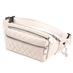 designer off white fanny pack women waterproof fashion travel waist bag cool stylish belt bag beige ivory fanny quilted womens crossbody fanny pack purse