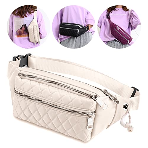 Designer Off White Fanny Pack Women Waterproof Fashion Travel Waist Bag Cool Stylish Belt Bag Beige Ivory Fanny Quilted Womens Crossbody Fanny Pack Purse