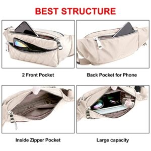 Designer Off White Fanny Pack Women Waterproof Fashion Travel Waist Bag Cool Stylish Belt Bag Beige Ivory Fanny Quilted Womens Crossbody Fanny Pack Purse