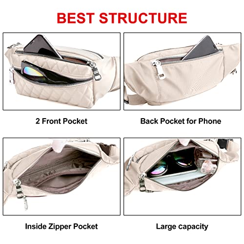 Designer Off White Fanny Pack Women Waterproof Fashion Travel Waist Bag Cool Stylish Belt Bag Beige Ivory Fanny Quilted Womens Crossbody Fanny Pack Purse