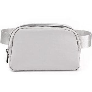 zoppen fanny packs for women mini belt bag, small waist bag water proof fanny pack crossbody with adjustable strap, everywhere belt bag dupes for travel running hike work out, grey