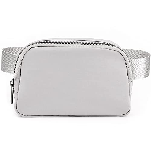 ZOPPEN Fanny Packs for Women Mini Belt Bag, Small Waist Bag Water Proof Fanny Pack Crossbody with Adjustable Strap, Everywhere Belt Bag Dupes for Travel Running Hike Work Out, Grey