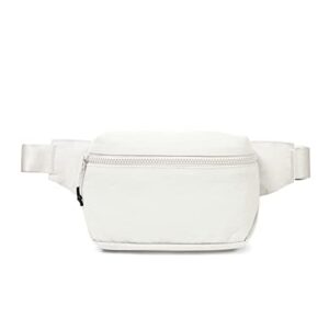ododos 2l belt bag for women men, crossbody fanny packs with adjustable strap waist pouch for workout hiking running travel, white