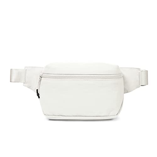 ODODOS 2L Belt Bag for Women Men, Crossbody Fanny Packs with Adjustable Strap Waist Pouch for Workout Hiking Running Travel, White