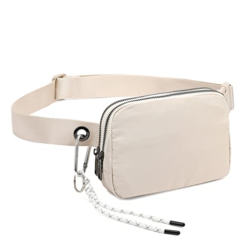 FODOKO Fanny Packs for Women Men, Fashionable Belt Bag Waist Pack for Women with Adjustable Strap, Bum Bag for Running Hiking Travel Workout (Ivory)