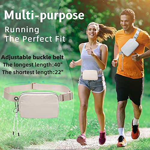 FODOKO Fanny Packs for Women Men, Fashionable Belt Bag Waist Pack for Women with Adjustable Strap, Bum Bag for Running Hiking Travel Workout (Ivory)