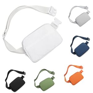 hvjcez belt bag for women men, fashion crossbody fanny packs waterproof mini waist bag bum bag with adjustable strap for running, hiking, walking and travel white