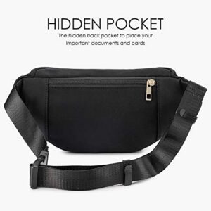 ZORFIN Fanny Packs for Women Men Fashion Crossbody bag Waist Bag for Travel Running Walking Hiking (Black)