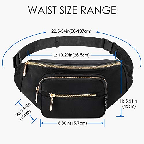 ZORFIN Fanny Packs for Women Men Fashion Crossbody bag Waist Bag for Travel Running Walking Hiking (Black)